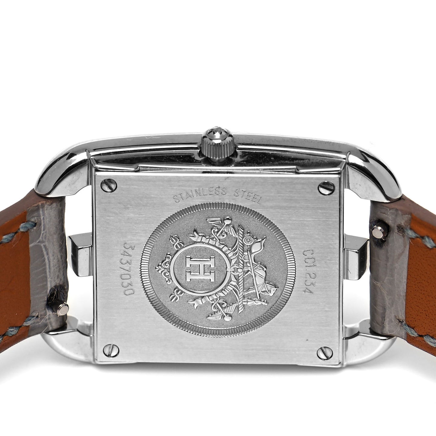 Stainless Steel Alligator Diamond Bezel Grey Sapphire Mother of Pearl 23mm Cape Cod Quartz Watch Gris Perle