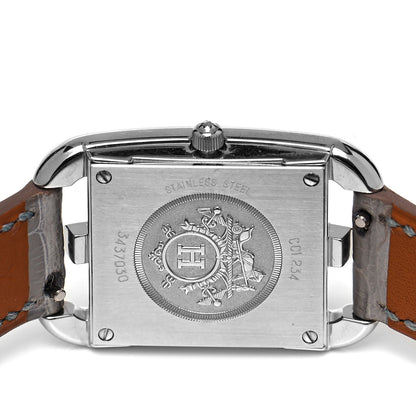 Hermes Stainless Steel Alligator Diamond Bezel Grey Sapphire Mother of Pearl 23mm Cape Cod Quartz Watch Gris Perle 4 of 5