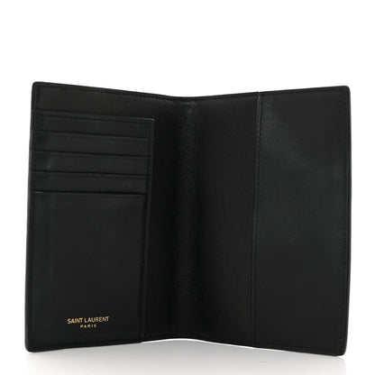 Saint Laurent Crocodile Embossed Tiny Cassandre Passport Holder Black 5 of 8