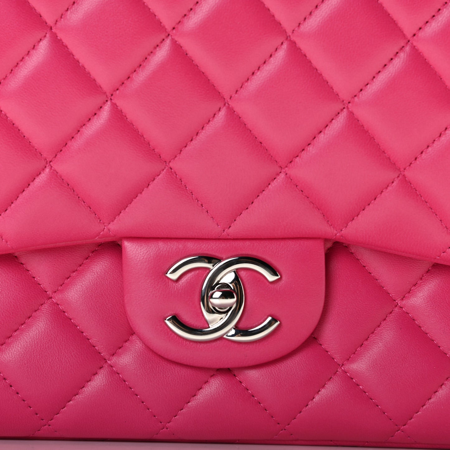 Lambskin Quilted Jumbo Double Flap Dark Pink