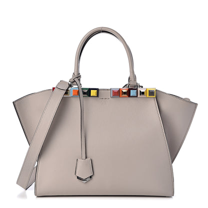 Fendi VItello Dolce Studded Petite 3Jours Tote Grigio Polvere Multicolor 1 of 9