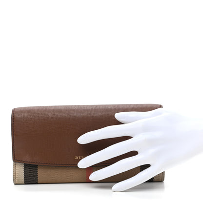 Burberry Grainy Calfskin House Check Continental Wallet Tan 2 of 13