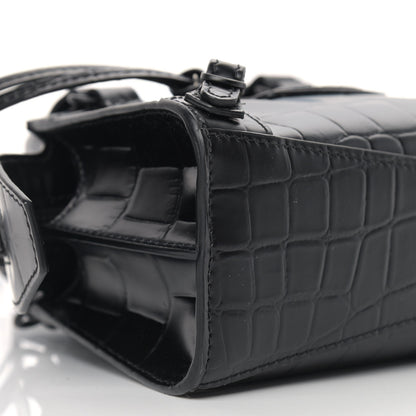 Balenciaga Semi Shiny Calfskin Crocodile Embossed Neo Classic Black Hardware Nano City Crossbody Black 7 of 9
