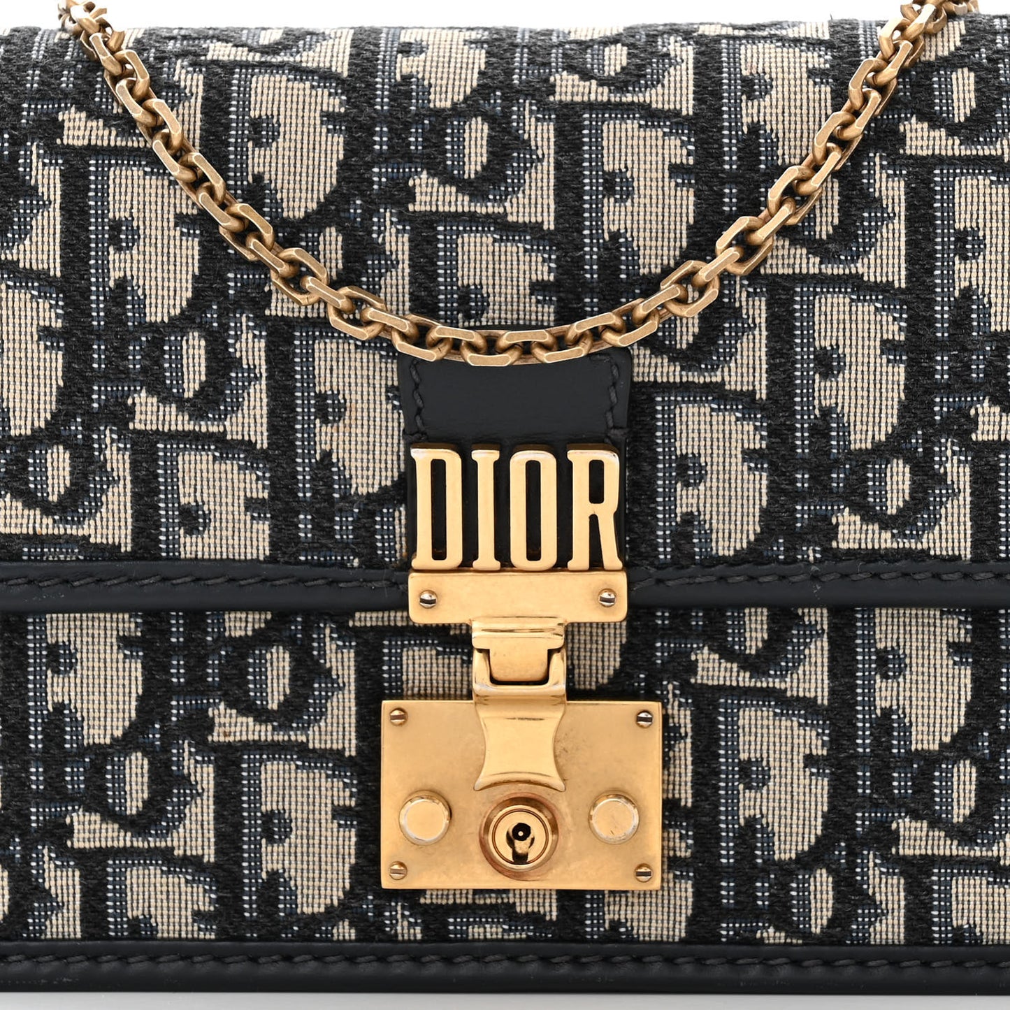 Oblique DiorAddict Wallet On Chain Clutch Navy Blue