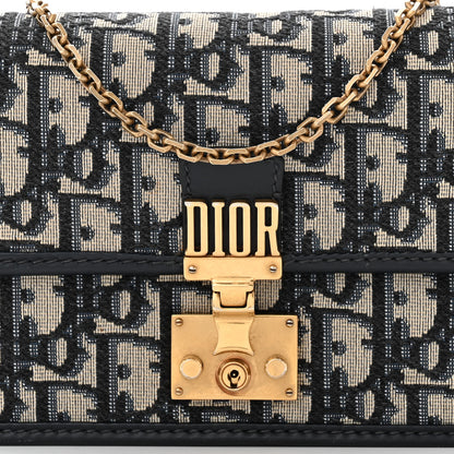 Christian Dior Oblique DiorAddict Wallet On Chain Clutch Navy Blue 8 of 15