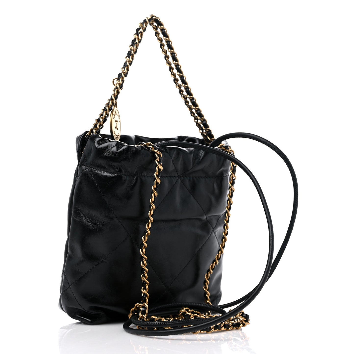 Shiny Calfskin Quilted Mini Chanel 22 Black