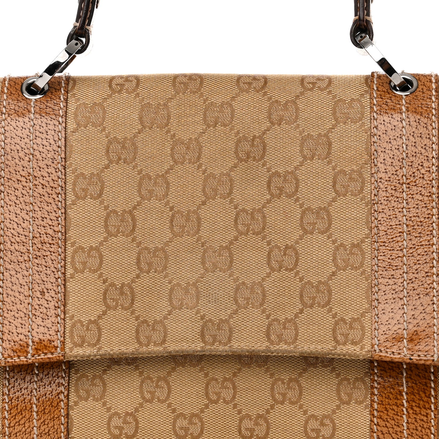 Gucci Monogram Satchel Bag Brown 8 of 14