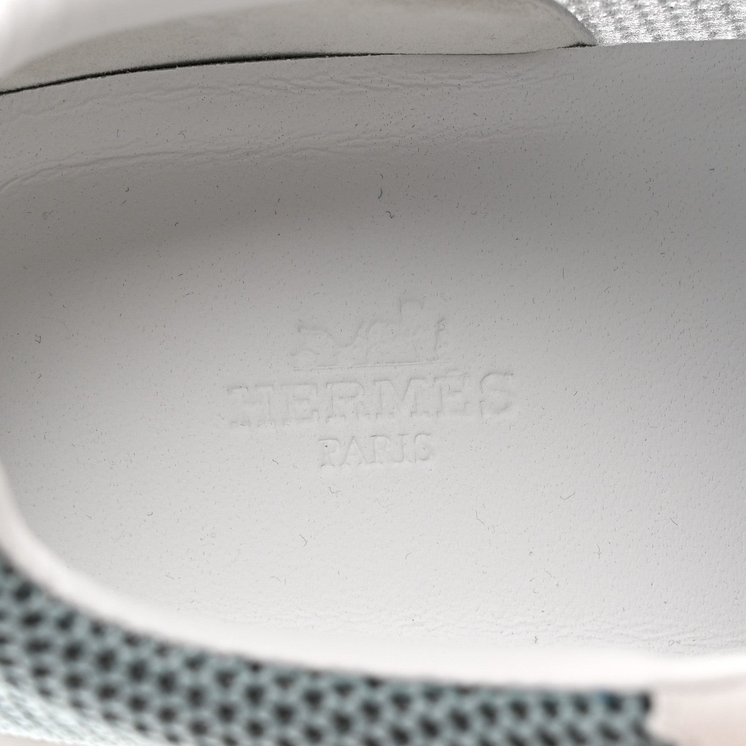 Hermes Air Mesh Suede Goatskin Bouncing Sneakers 40 Vert D'Eau White 6 of 8