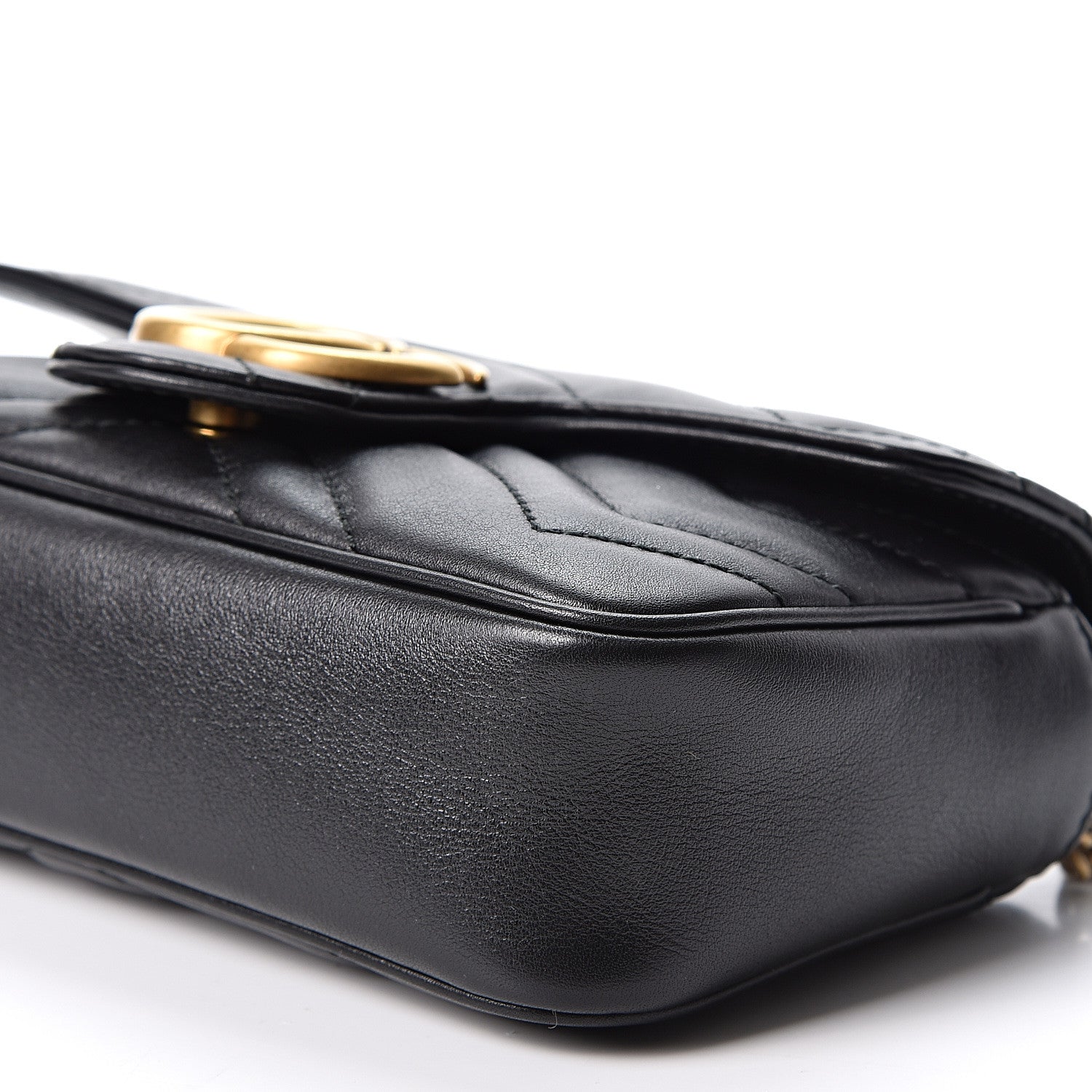 Gucci Calfskin Matelasse Super Mini GG Marmont Shoulder Bag Black 5 of 9