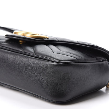 Gucci Calfskin Matelasse Super Mini GG Marmont Shoulder Bag Black 5 of 9