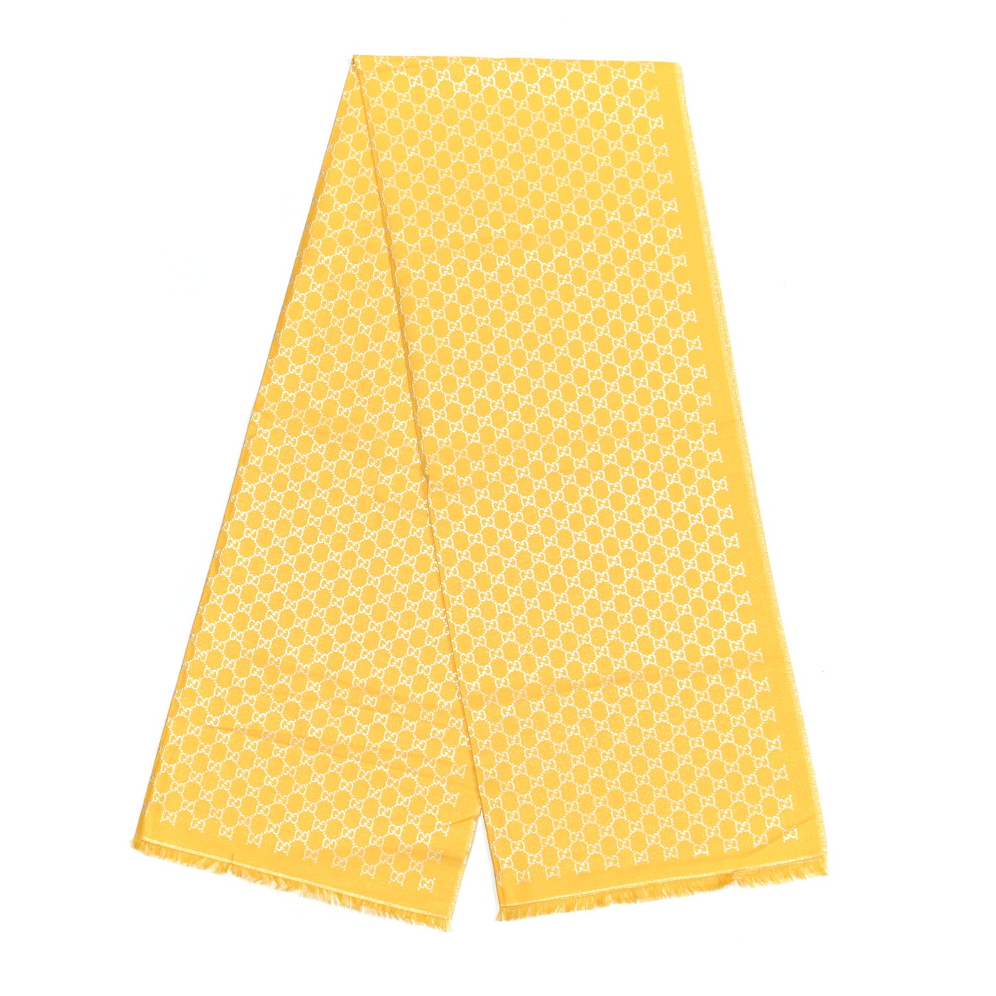 Cotton Lame GG Monogram Argentavio Fringe Scarf Lemon Light Grey
