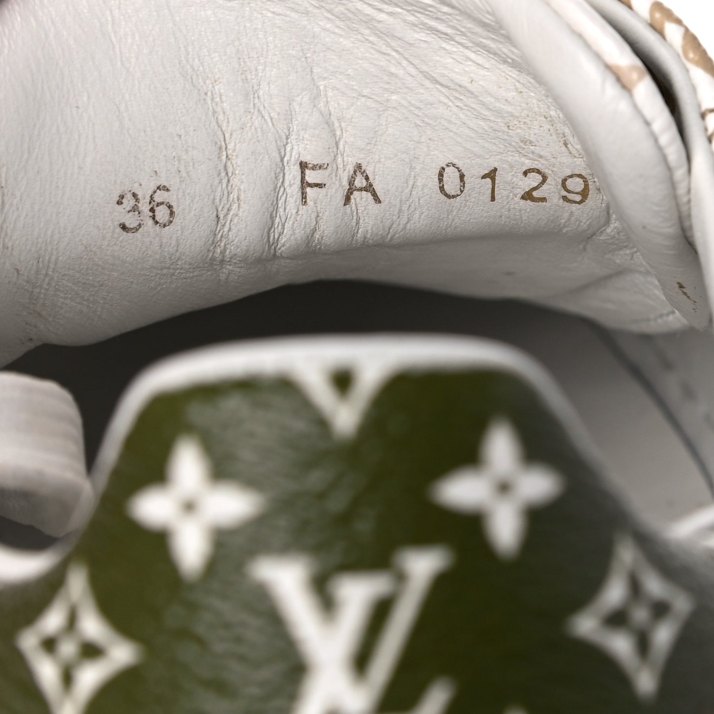 Monogram Giant Time Out Sneakers 36 Kaki White Beige