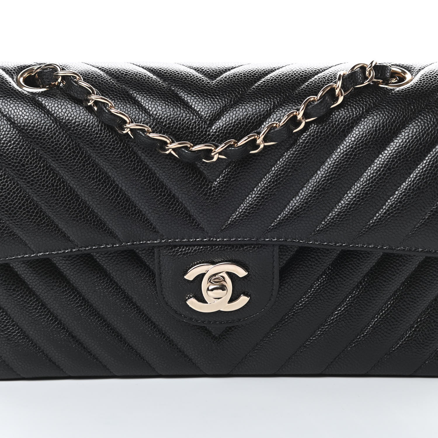 Chanel Caviar Chevron Quilted Small Double Flap Black 8 of 12