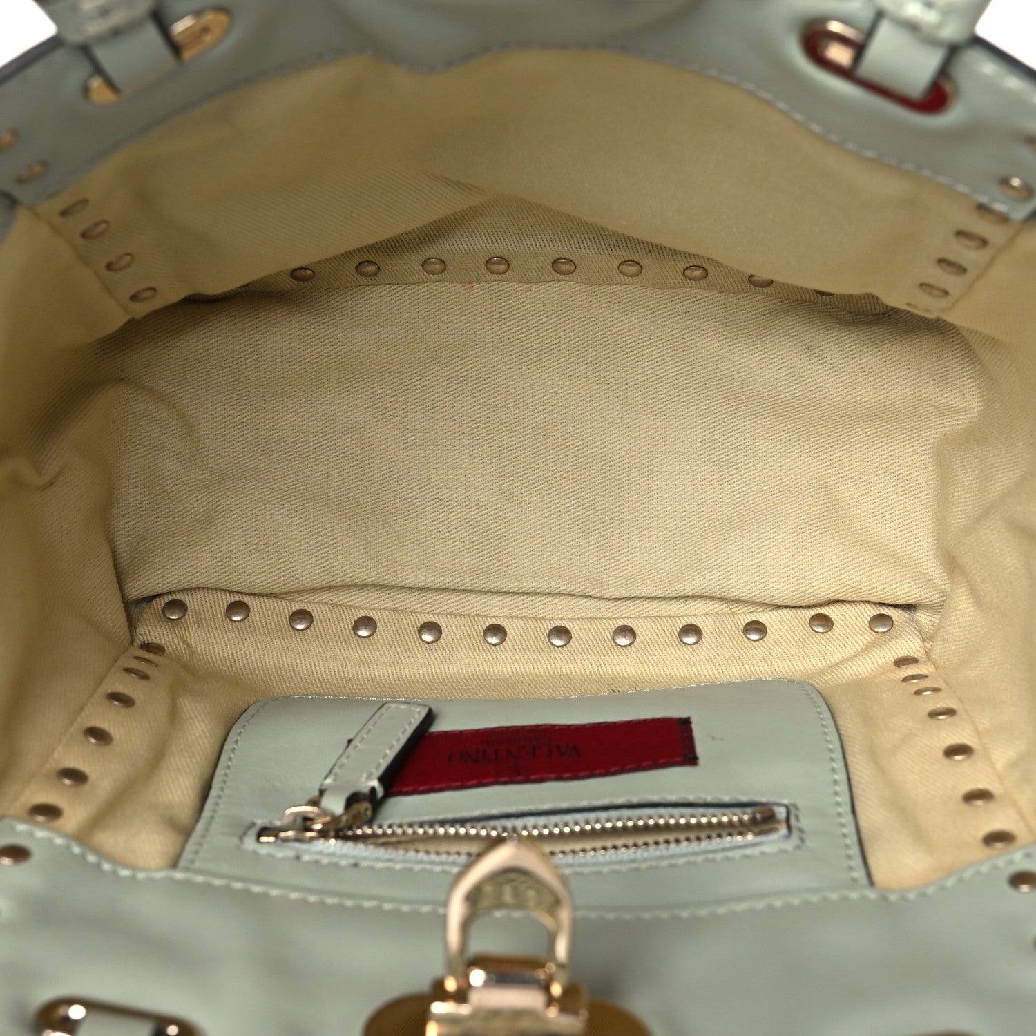 Valentino Garavani Vitello Mini Rockstud Tote Green Tea Sorbet 5 of 9