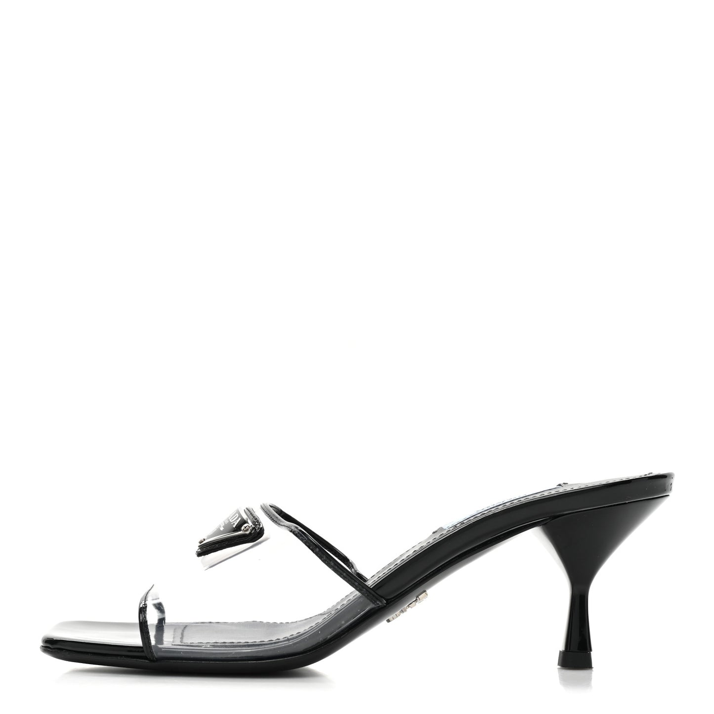 Plexiglass Vernice Metal Triangle Logo 65mm Slide Sandals 36.5 Black