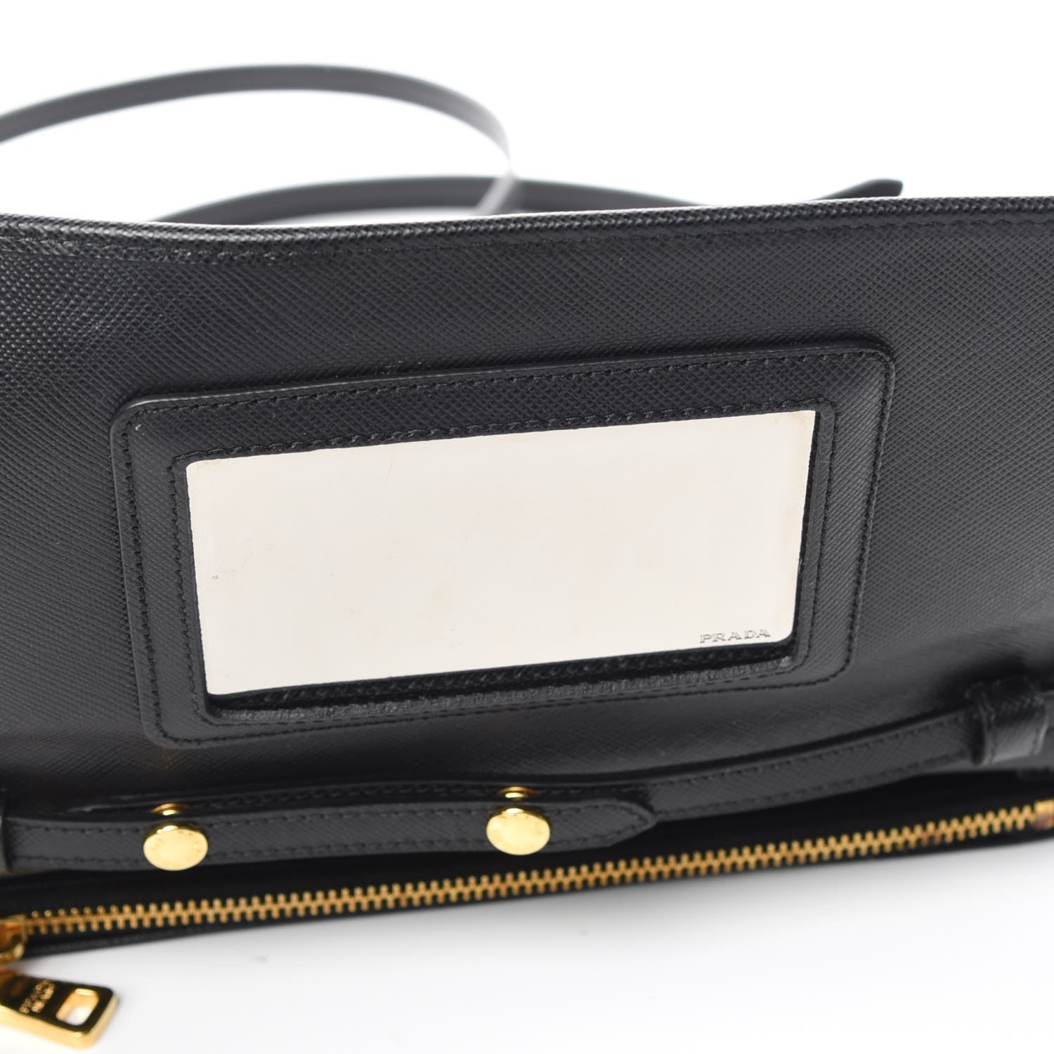 Prada Saffiano Metal Flap Wallet With Strap Black 7 of 10
