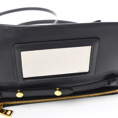 Prada Saffiano Metal Flap Wallet With Strap Black 7 of 10