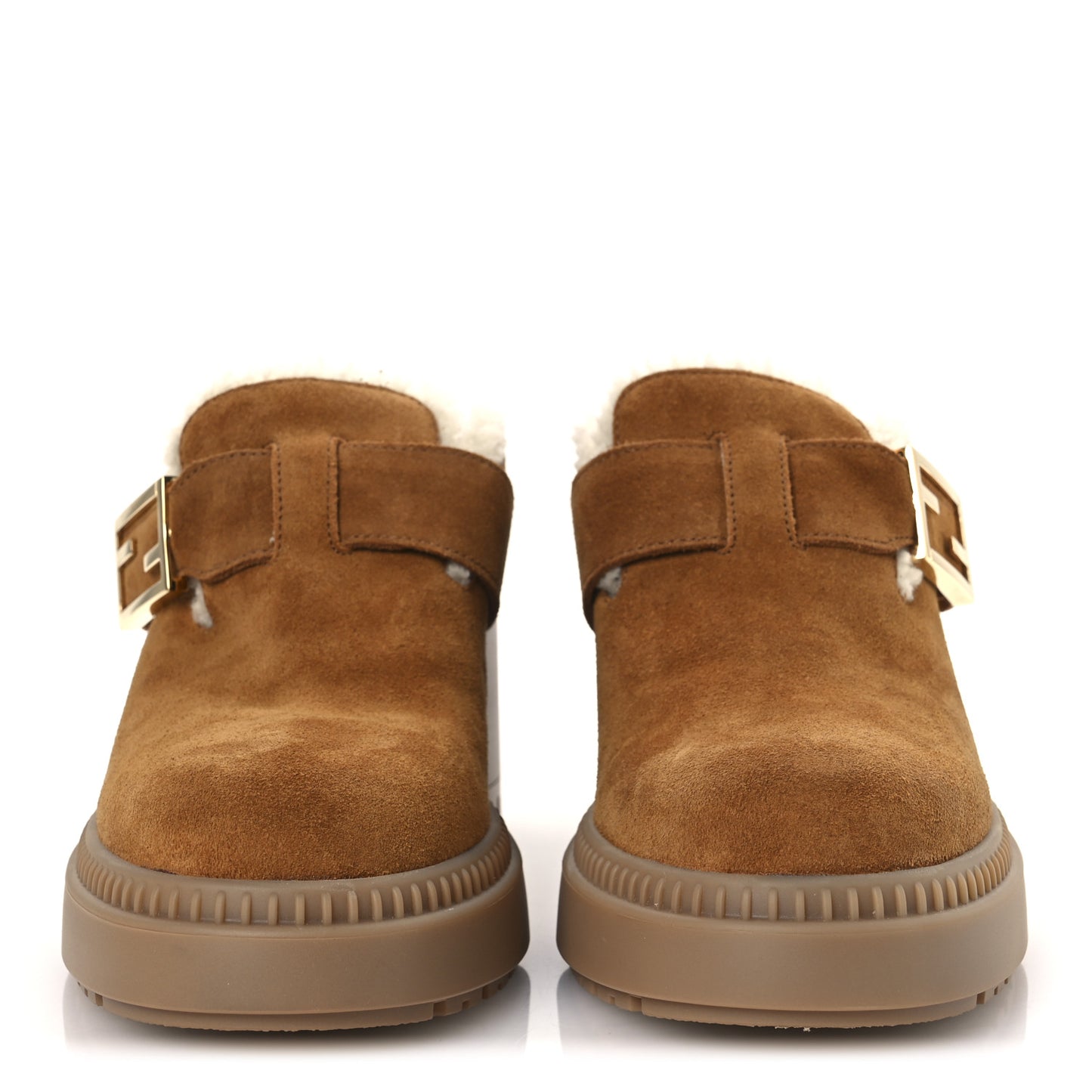 Suede Shearling Clogs 39.5 Caramel Latte