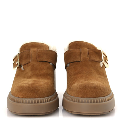 Fendi Suede Shearling Clogs 39.5 Caramel Latte 3 of 11