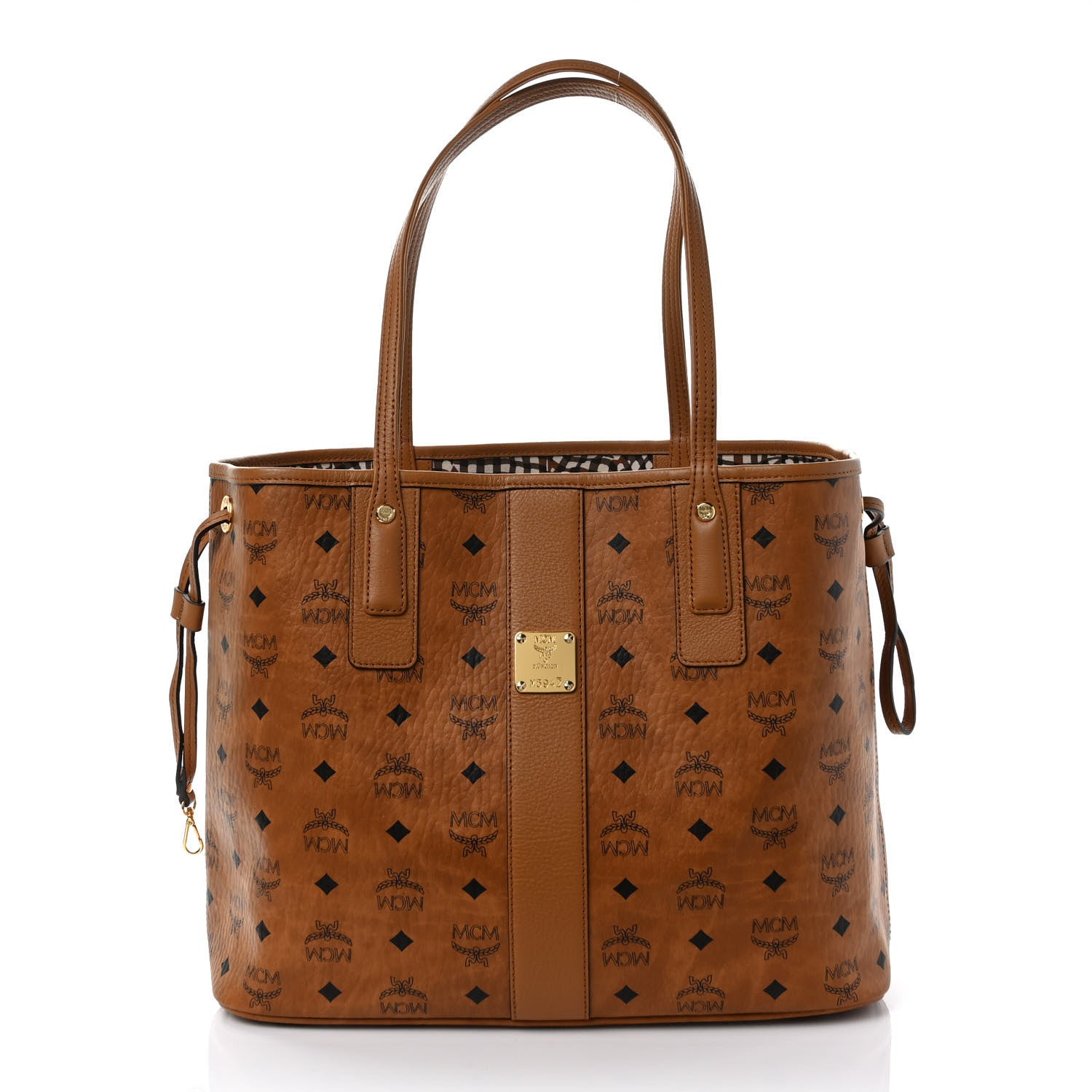 MCM Visetos Medium Liz Reversible Shopper Tote Cognac 2 of 14