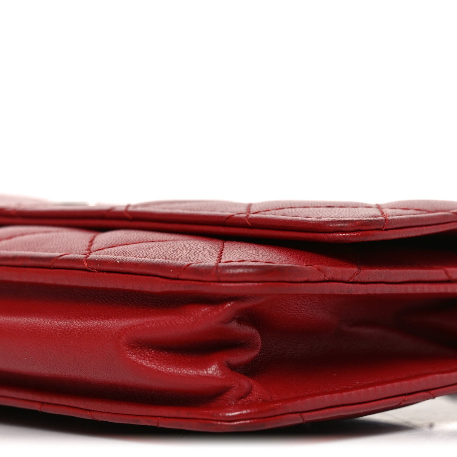 Chanel Lambskin Quilted Wallet On Chain WOC Red 10 of 10