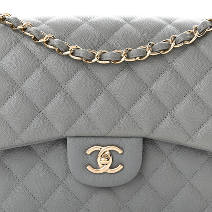 Chanel Caviar Quilted Jumbo Double Flap Grey 8 of 11