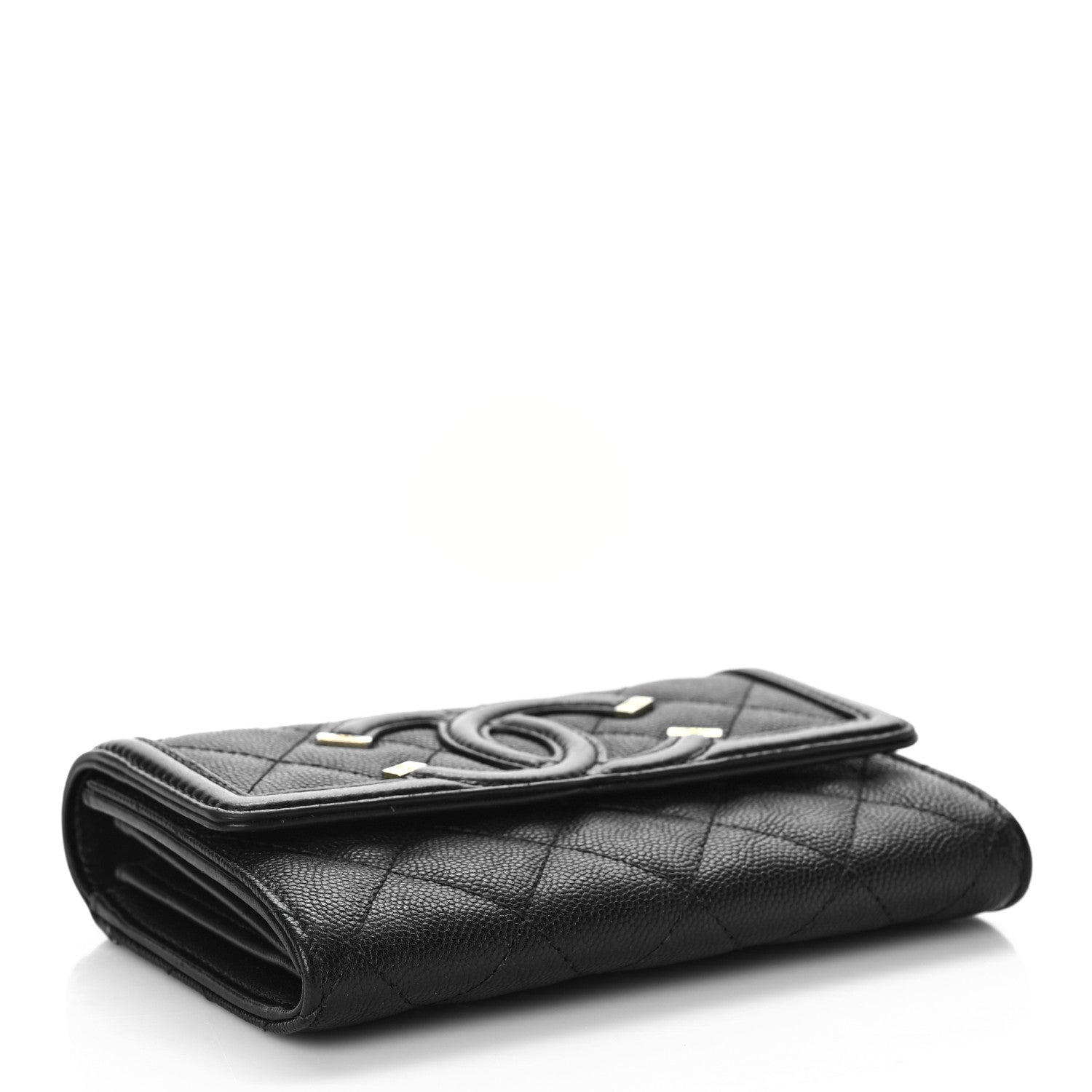 Chanel Caviar Quilted Medium Filigree Flap Wallet Black 4 of 12