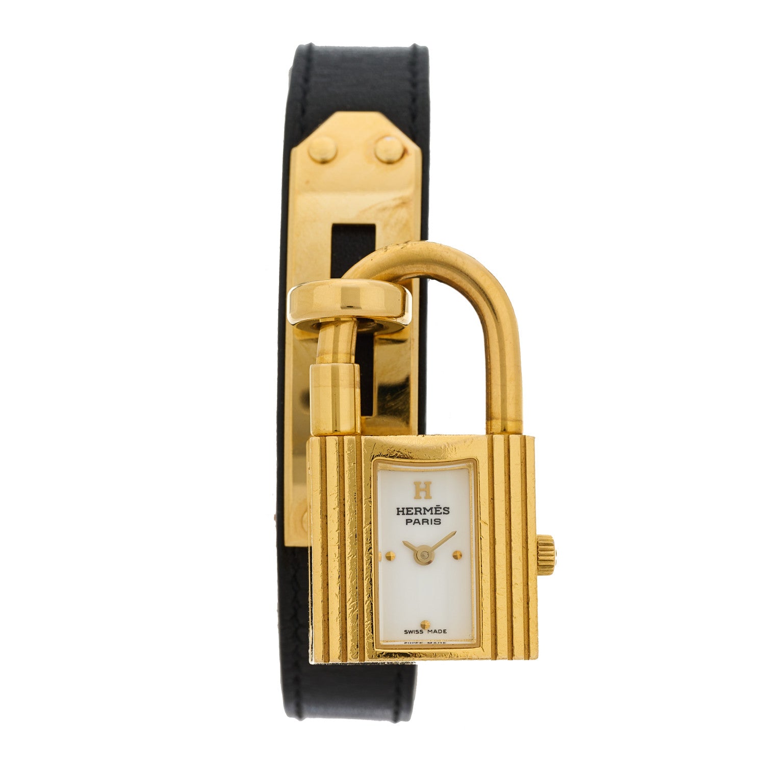 Hermes Stainless Steel Barenia 20mm Kelly Cadena Quartz Watch Noir 1 of 5