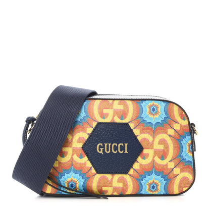 Gucci GG Supreme Kaleidoscope Calfskin Script Logo Gucci 100 Camera Bag Blue Orange Multicolor Blue Agata 1 of 9