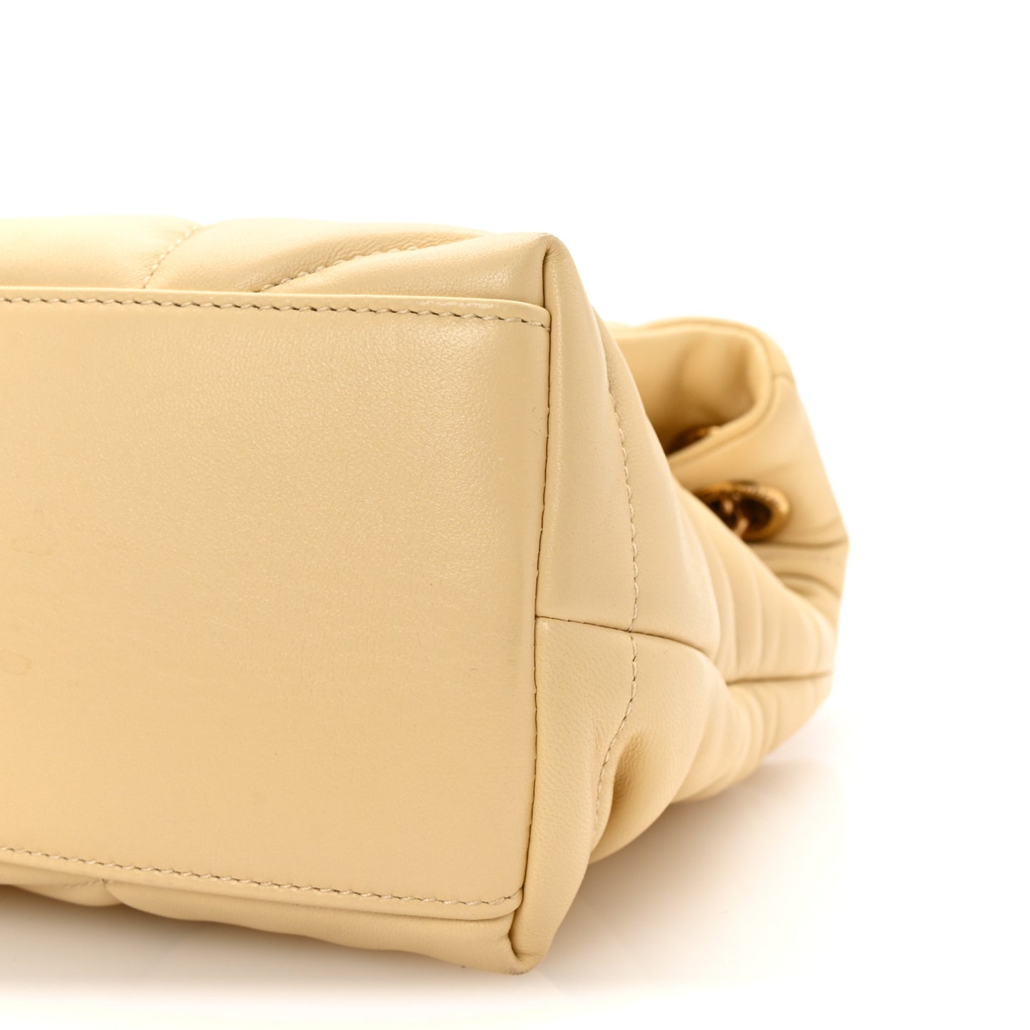 Lambskin Quilted Small Loulou Puffer Monogram Chain Satchel Jaune Pale