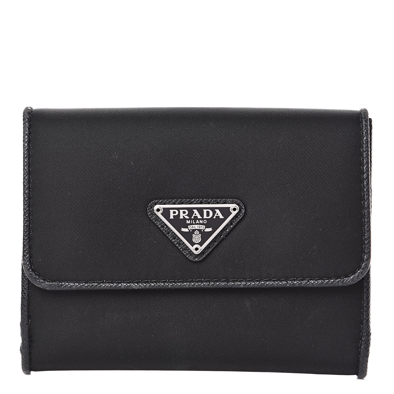 Prada Tessuto Nylon Vela Saffiano Wallet Black 1 of 11
