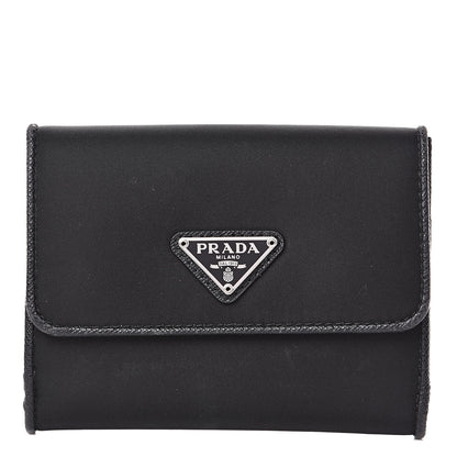 Prada Tessuto Nylon Vela Saffiano Wallet Black 1 of 11