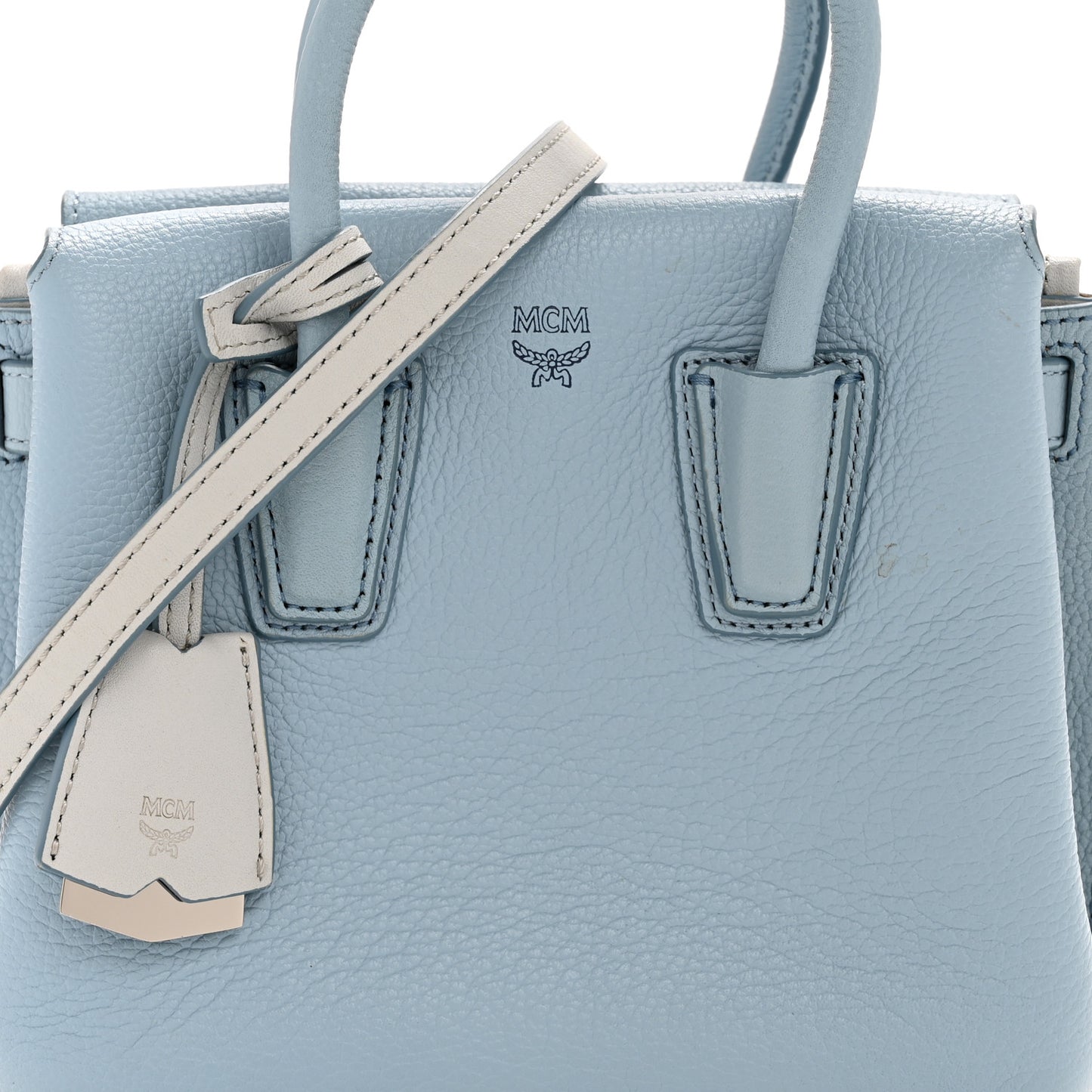 Grained Calfskin Mini Milla Tote Sky Blue