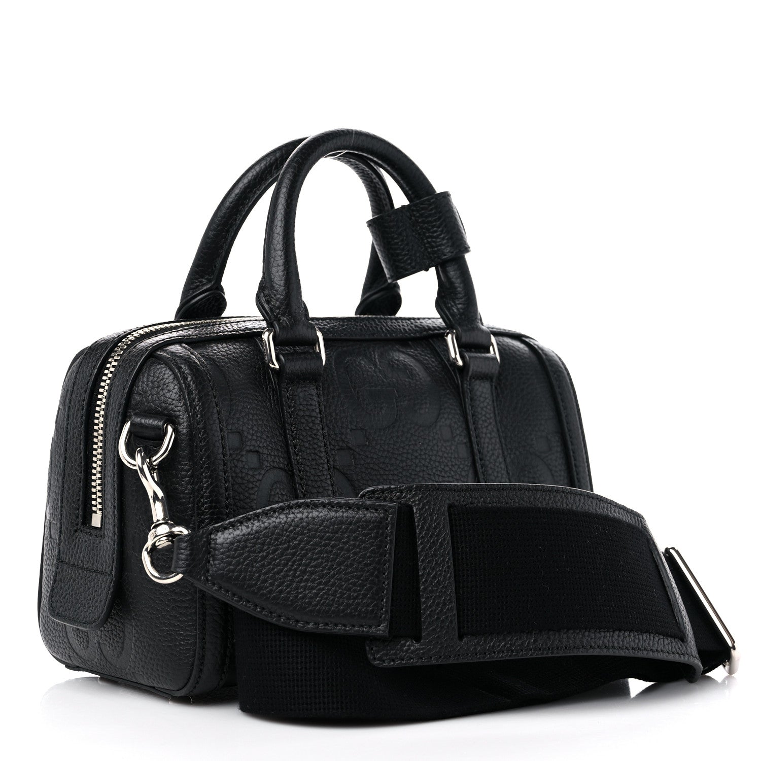 Gucci Piuma Calfskin Jumbo GG Embossed Mini Duffle Bag Black 3 of 8