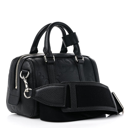Gucci Piuma Calfskin Jumbo GG Embossed Mini Duffle Bag Black 3 of 8