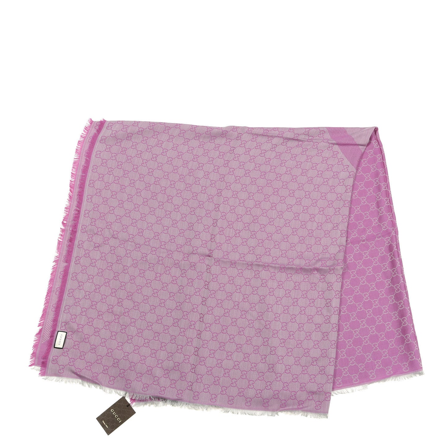 Wool Silk Monogram GGWeb Fringe Shawl Purple