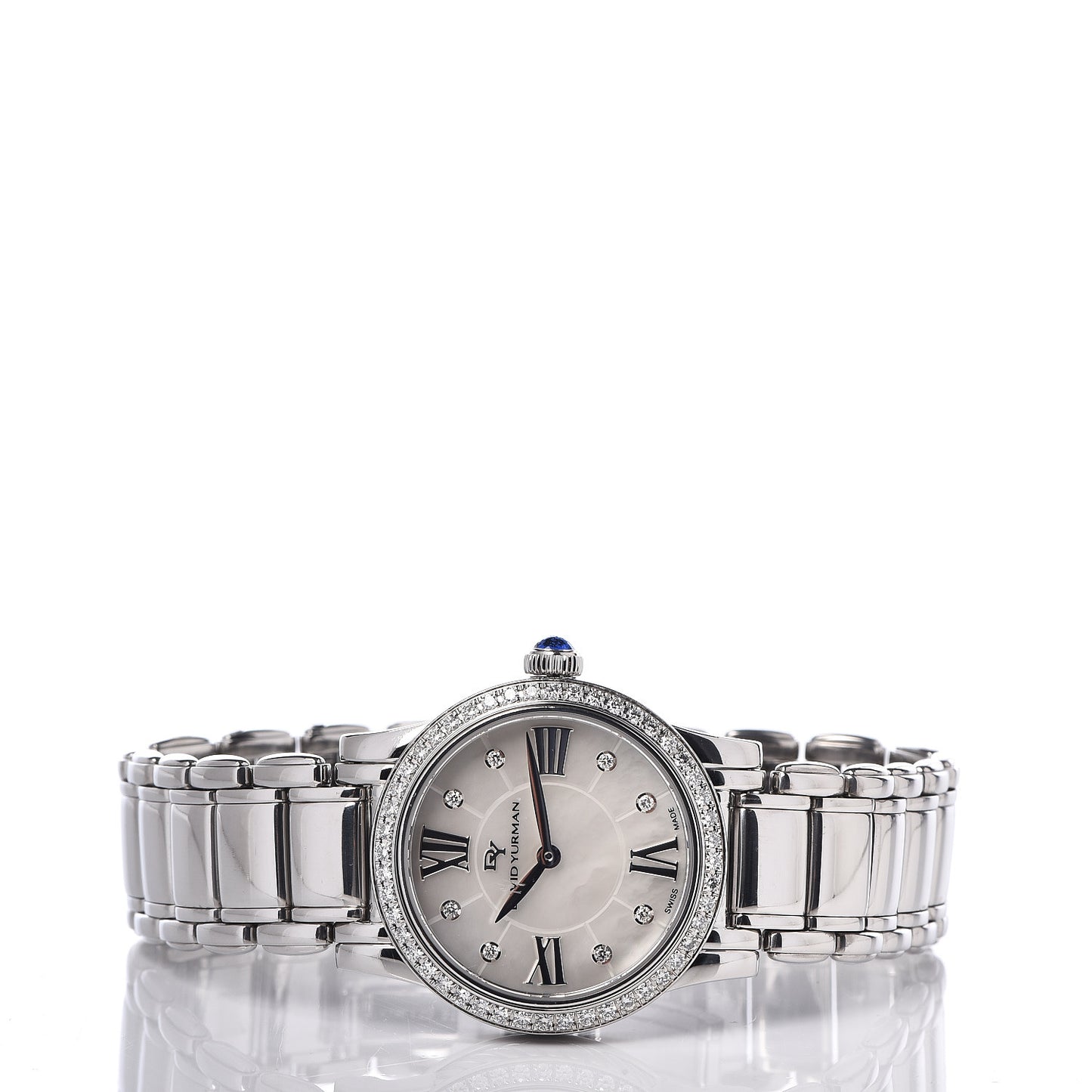 Stainless Steel Diamond Bezel Mother of Pearl 30mm Classic Quartz Watch