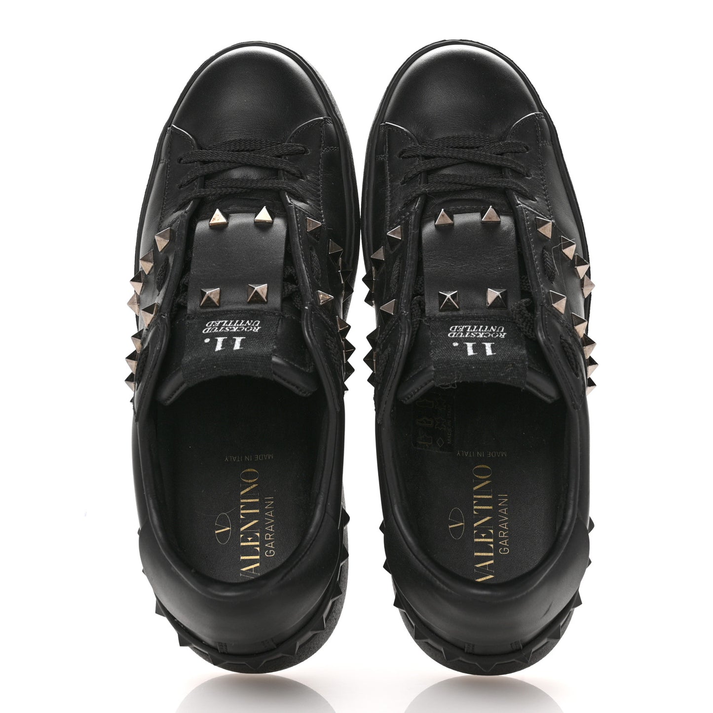 Calfskin Rockstud Untitled Open Sneakers 38.5 Black