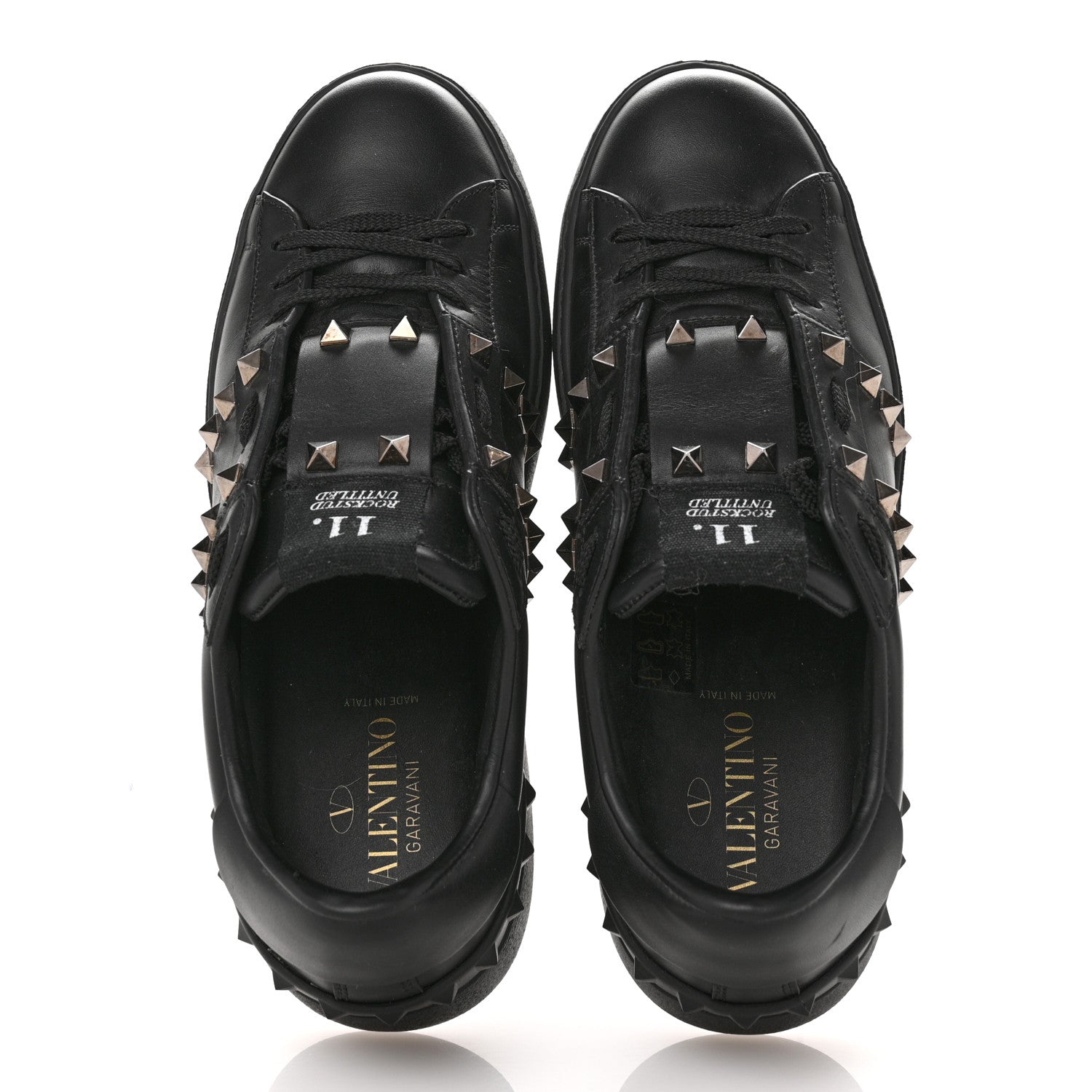 Valentino Garavani Calfskin Rockstud Untitled Open Sneakers 38.5 Black 2 of 10