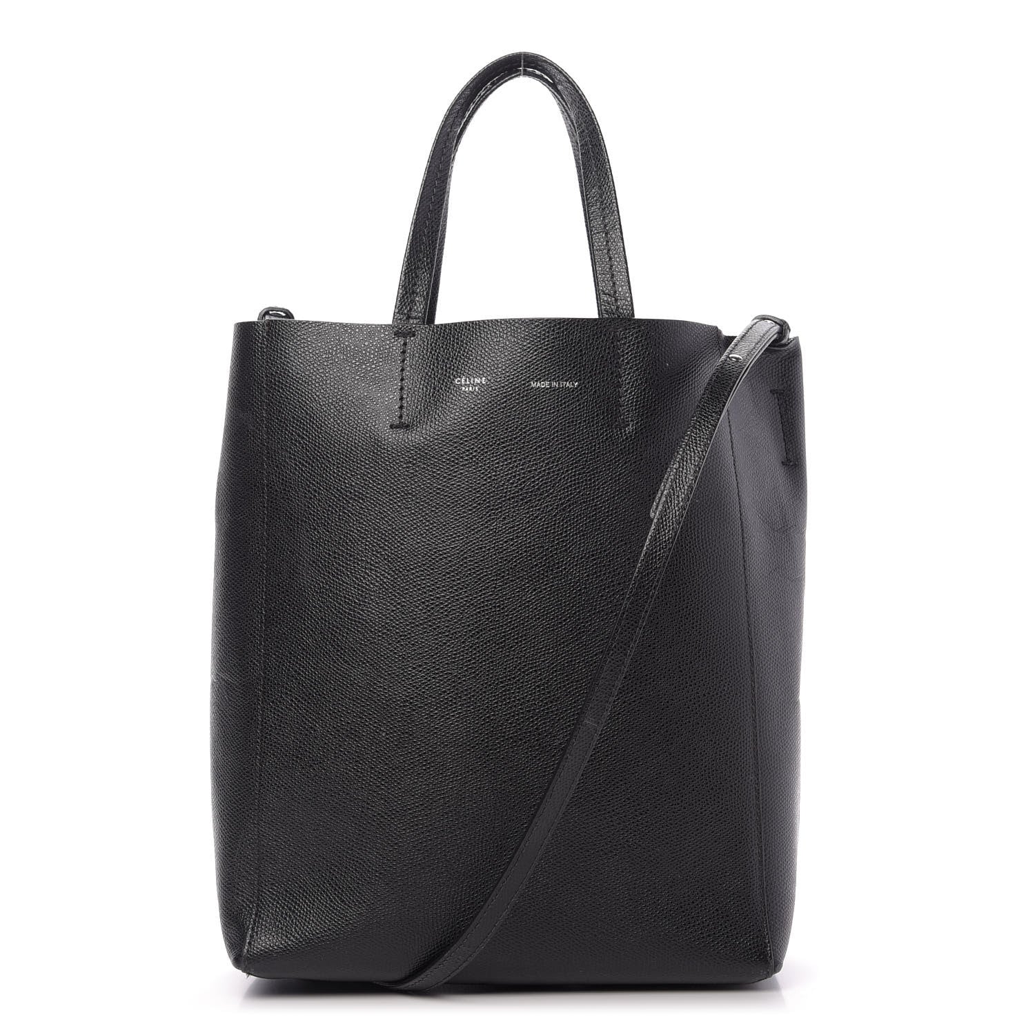 Celine Grained Calfskin Small Vertical Cabas Black 1 of 8