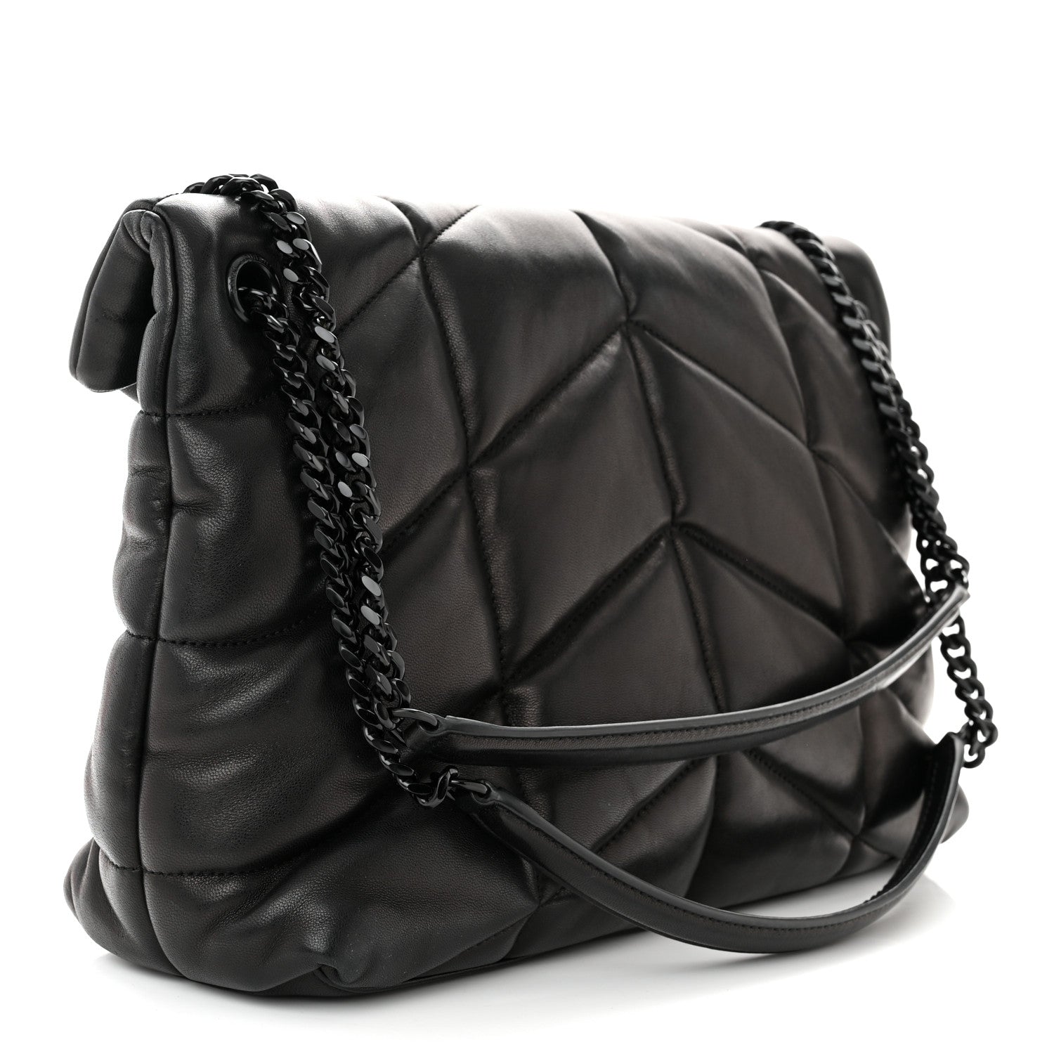 Saint Laurent Lambskin Quilted Monogram Monochrome Medium Loulou Puffer Chain Satchel Black 3 of 10
