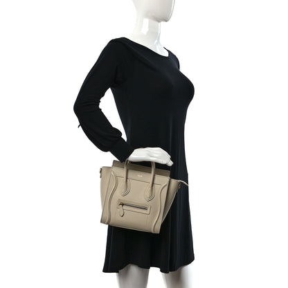 Celine Drummed Calfskin Nano Luggage Ivory 2 of 13