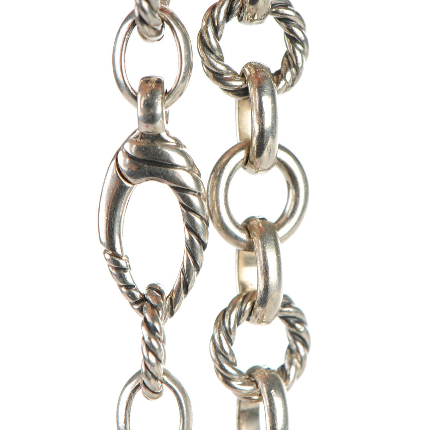 David Yurman Sterling Silver Diamond 20mm Starburst Charm Bracelet 5 of 6