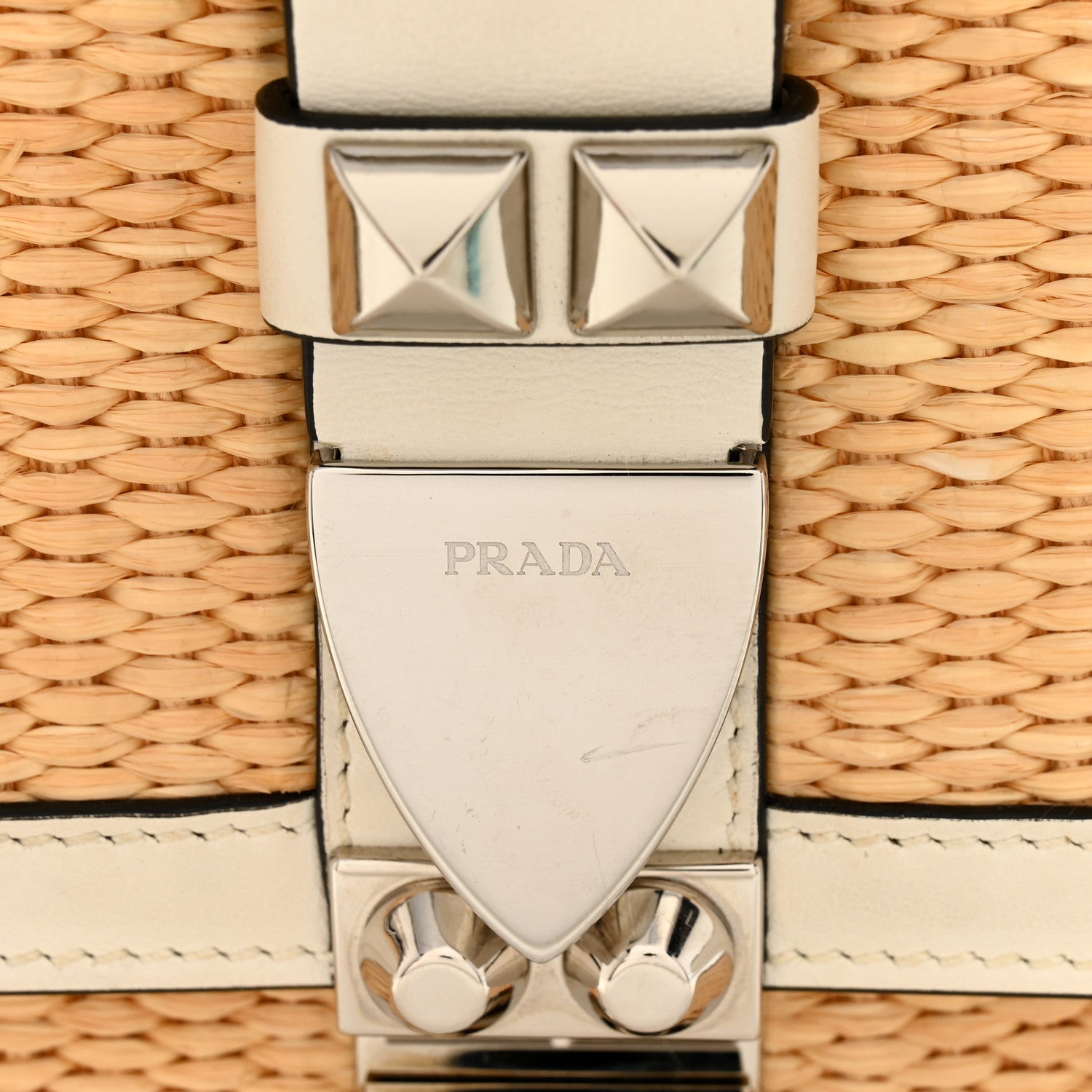 Prada Straw Studded Small Elektra Shoulder Bag White 11 of 11
