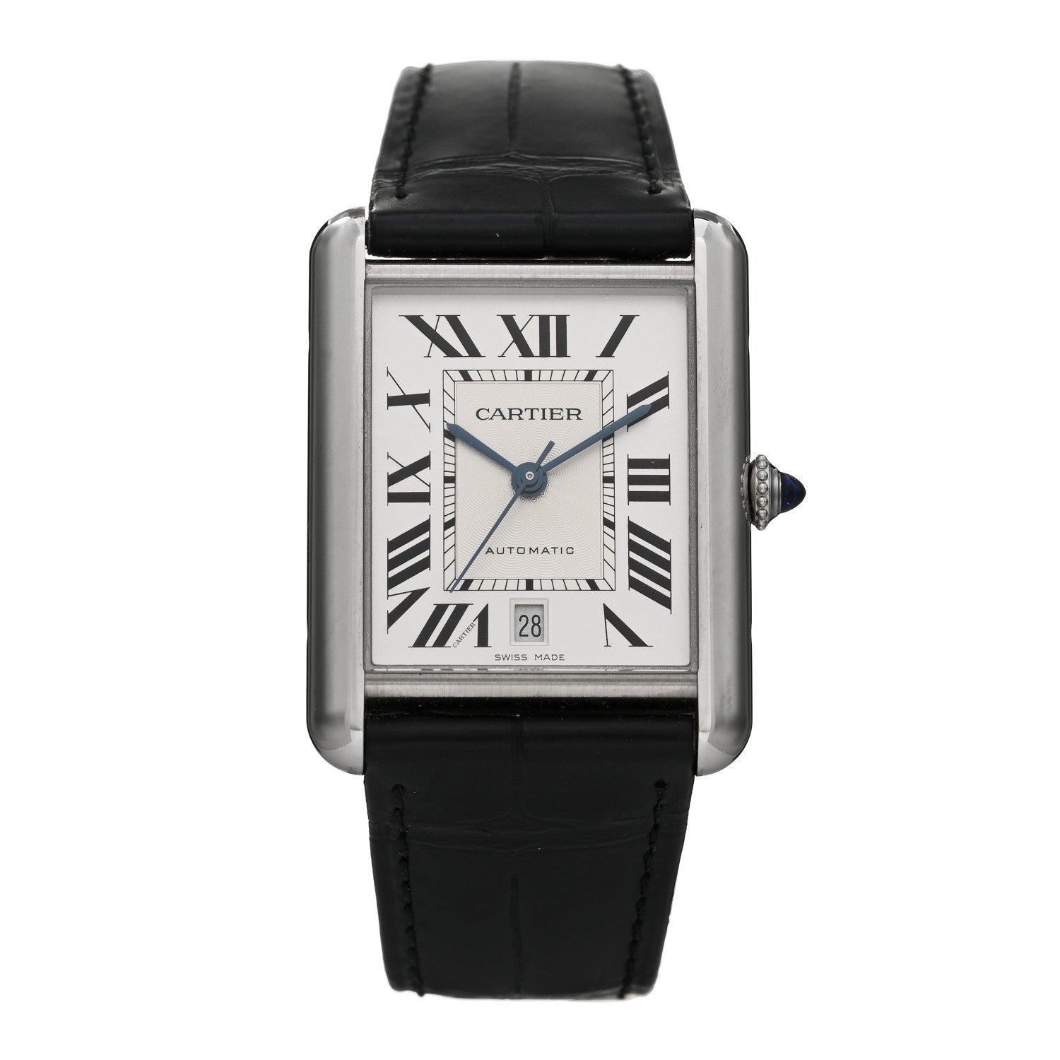 Cartier Stainless Steel Alligator 31mm Tank Solo Automatic Watch 1 of 5