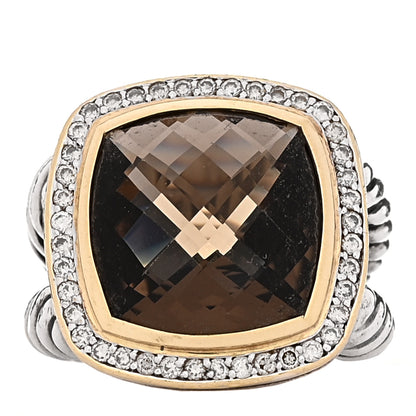 David Yurman Sterling Silver 18K Yellow Gold Diamond Smoky Quartz 14mm Albion Ring 52 6 1 of 4