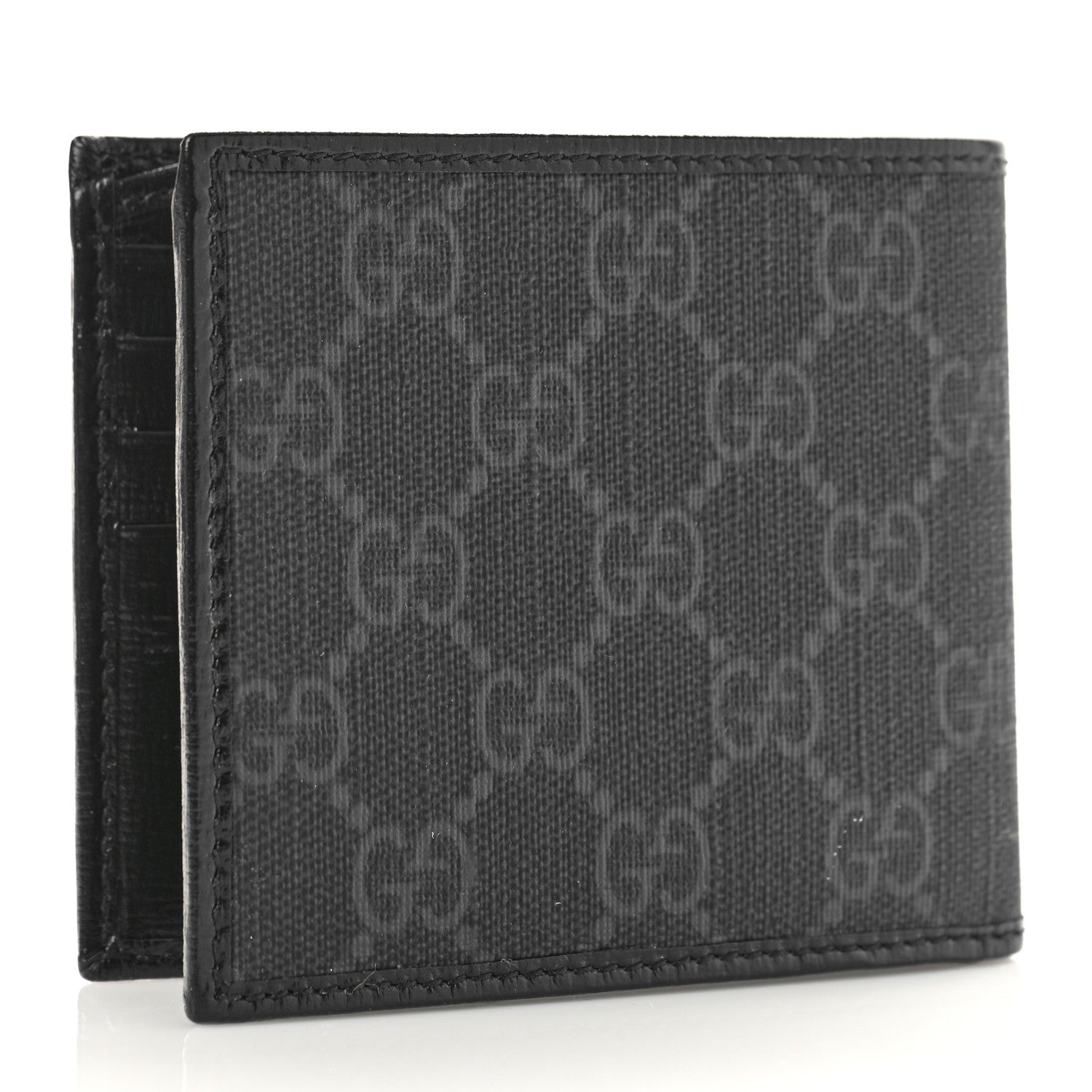 Gucci GG Supreme Monogram Azalea Calfskin Retro Interlocking G Bi-Fold Wallet Black 3 of 8