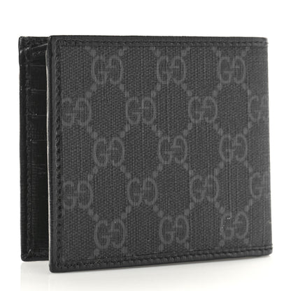 Gucci GG Supreme Monogram Azalea Calfskin Retro Interlocking G Bi-Fold Wallet Black 3 of 8