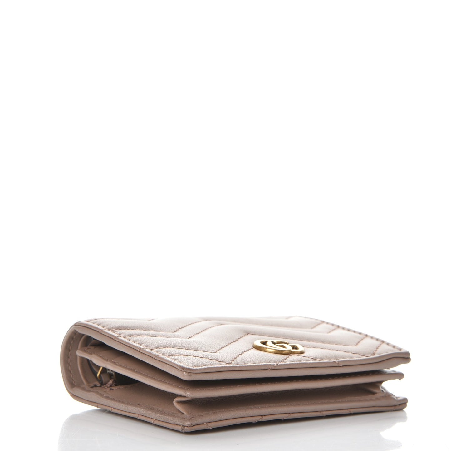 Calfskin Matelasse GG Marmont Card Case Wallet Porcelain Rose