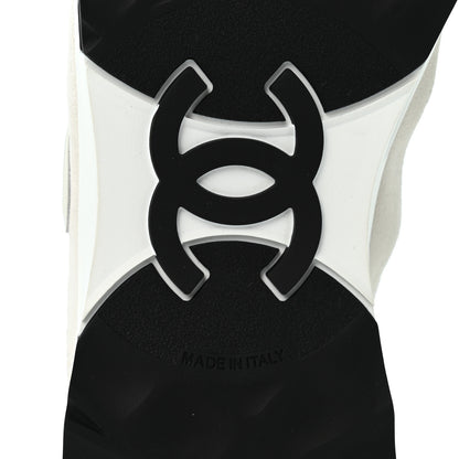 Chanel Suede Calfskin Quilted CC Sneakers 39 White Black 7 of 10